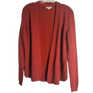 LOFT OUTLET Open Front Boyfriend Cardigan Sweater in Rust Size Medium -- OFFICE